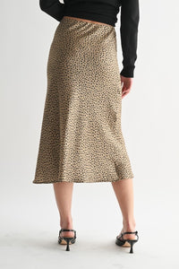 Taupe Leopard Satin Skirt