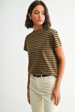 Load image into Gallery viewer, Olive/Black Striped SS Tee