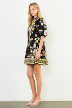 Load image into Gallery viewer, Black Puff Slv Floral Dress (THML)