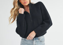 Load image into Gallery viewer, Soft Ribbed Half Zip Sweater Black