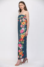 Load image into Gallery viewer, Navy Floral Border Strapless Maxi Dress