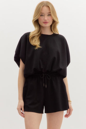 Black Jersey Knit Bubble Hem Set
