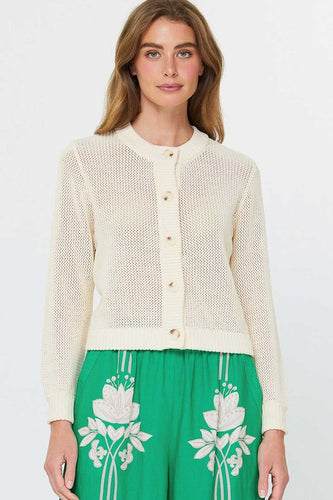 Ivory Button Down Knit Cardigan