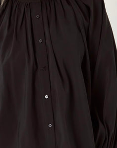 Black Shirring Detail LS Top