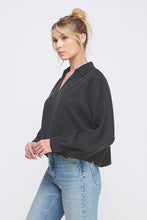 Load image into Gallery viewer, Dolman Collared LS Blouse Black