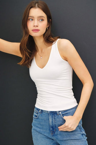 Soft + Stretchy V-Neck Tank Top Off White