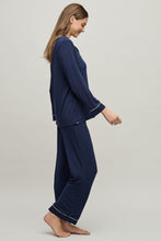 Load image into Gallery viewer, Barefoot Dreams Luxe Milk Jersey Piped Pajama Set Indigo