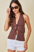 Load image into Gallery viewer, Brown Halter Frnt Cut Out Top