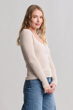 Load image into Gallery viewer, Barefoot Dreams Stone CCUL Ribbed Scallop Scoop Neck Top