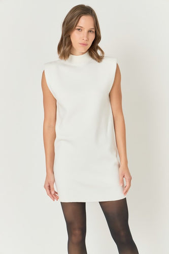 Ivory Mock Neck Slvls Knit Dress