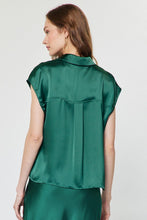 Load image into Gallery viewer, Cap Slv Satin Button Down Blouse Cypress
