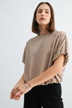 Load image into Gallery viewer, Taupe Balloon Slv Bubble Hem Tee