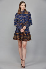 Load image into Gallery viewer, Navy Multi Print Mini Ruffled Dress