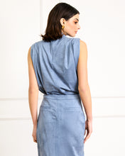 Load image into Gallery viewer, Steel Blue Suede Slvls Top