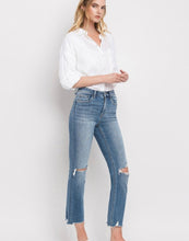 Load image into Gallery viewer, FM Denim HR Distressed Hem Slim Straight Jean