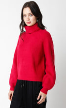 Load image into Gallery viewer, Turtleneck Knit Sweater Dark Pink