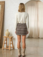 Load image into Gallery viewer, Brown Plaid Gold Hardware Mini Skirt