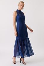 Load image into Gallery viewer, Navy Organza Halter Maxi Dress