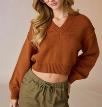 Load image into Gallery viewer, Cafe V-Neck Solid Sweater