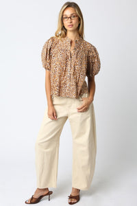 Leopard Print Puff Slv Top