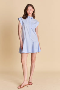 Powder Blue Collar Flare Skirt Dress