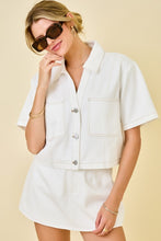 Load image into Gallery viewer, Off White Boxy Denim Button Down SS Top