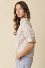 Load image into Gallery viewer, Lt. Taupe Striped V-Neck Top