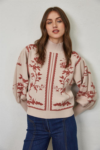Dramatic Sleeve Mauve Mock Sweater