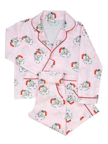 Kid’s Pink Vintage Santa PJ Set