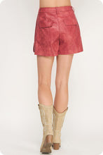 Load image into Gallery viewer, Garnet Rose Side Slit Leather Shorts