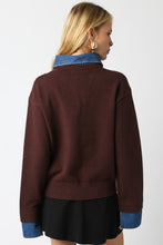 Load image into Gallery viewer, Denim Contrast Gold Button Sweater Brown
