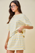 Load image into Gallery viewer, Yellow/Lt. Blue Striped Top + Skort Set