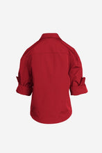 Load image into Gallery viewer, Rolled Sleeve Button Up Blouse Red