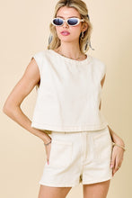 Load image into Gallery viewer, Ivory Boxy Denim Cropped Top