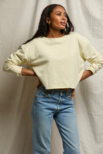 Load image into Gallery viewer, Perfect White Tee Custard French Terry LS Top