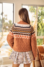 Load image into Gallery viewer, Rust Nordic Zip Up Knit Puff Jacket