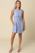 Load image into Gallery viewer, Light Blue Linen Flare Dress
