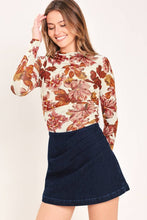 Load image into Gallery viewer, Ivory/Mauve Floral LS Mesh Top
