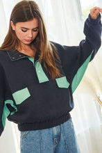 Load image into Gallery viewer, Navy/Mint Soft Relaxed Sweatshirt
