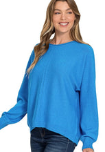 Load image into Gallery viewer, Ocean Blue Viscose Frnt Seam Round Neck Sweater