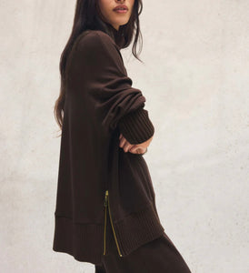 Z Supply Chocolate Cherry Sable Rib Sweatshirt