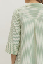 Load image into Gallery viewer, Sage Striped Quarter Slv Dress