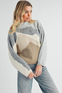 Colorblock Dolman Sleeve Crewneck Sweater