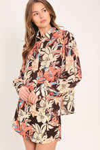 Load image into Gallery viewer, Dark Brown Multi Floral Print LS Top