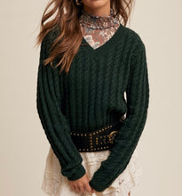 Load image into Gallery viewer, Hunter Green Classic V-Neck Sweater