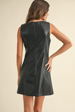Load image into Gallery viewer, Black Leather Square Neck Dress