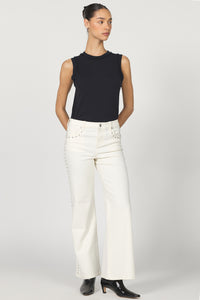 Dear John Micah Wheat Studded Wide Leg Jean