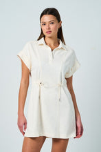 Load image into Gallery viewer, Ivory SS Knit Drawstring Dress