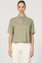 Load image into Gallery viewer, DJD Olive Edsel Button Up SS Top