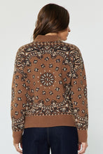 Load image into Gallery viewer, Caramel Paisley Jacquard Half Zip Sweater